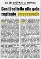 1976 09 07 - Anonimo, Con il coltello alla gola rapinato omosessuale, Corriere della sera, 07.09.1976, p. 11.jpg