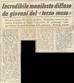 1969 05 26 - Anonimo, Incredibile manifesto diffuso da giovani del ''terzo sesso'', La Nazione, 26.05.1969, Cronaca di Firenze, p. 14.jpg