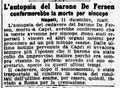 1923 12 12 - Anonimo, L'autopsia del barone De Fersen confermerebbe la morte per sincope, Corriere della Sera, 12.12.1923, p. 2.jpg